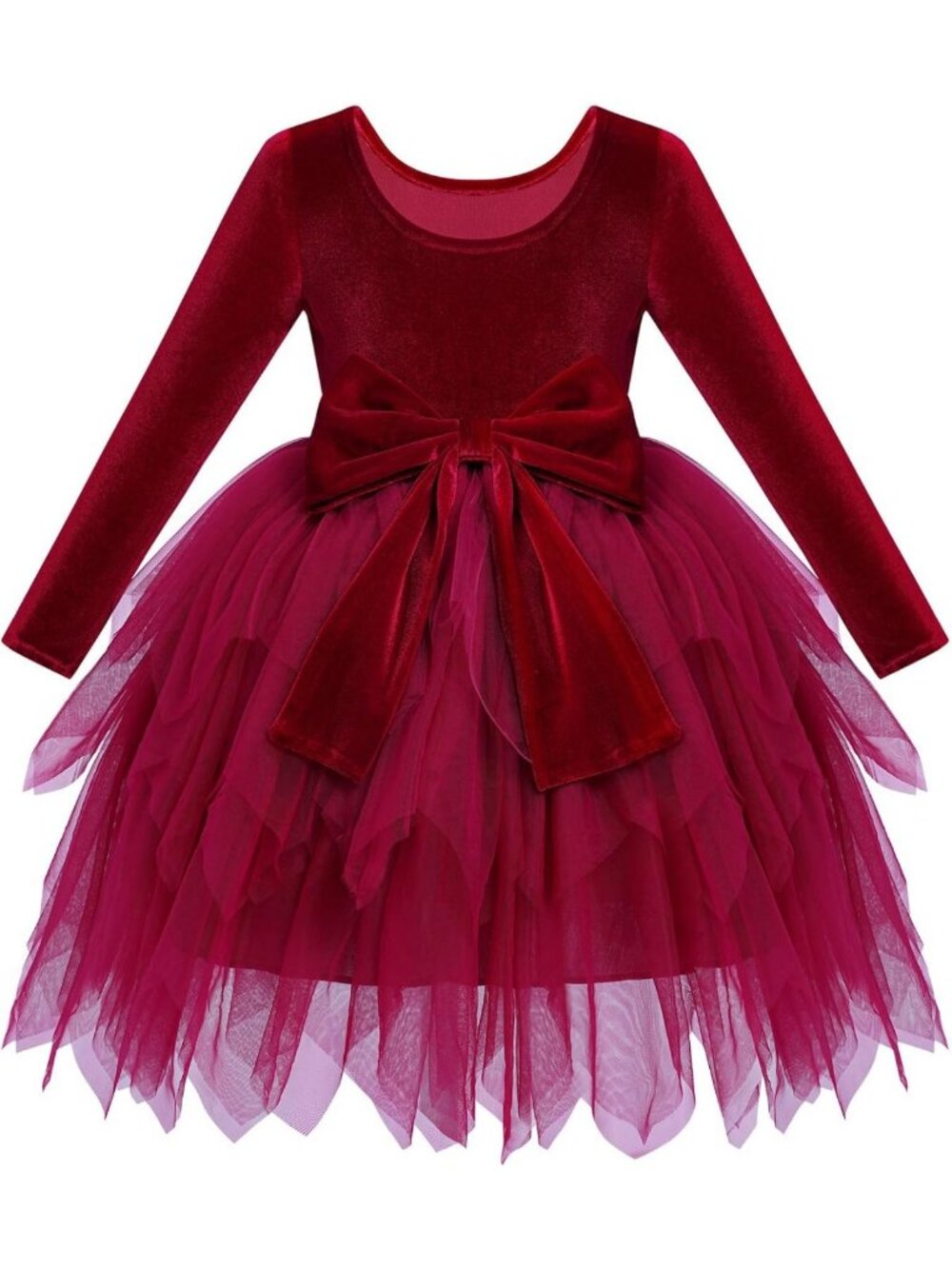 Velvet Tutu Dress for Toddler Girls - Bowknot Ruffle Tulle Princess Outfit for